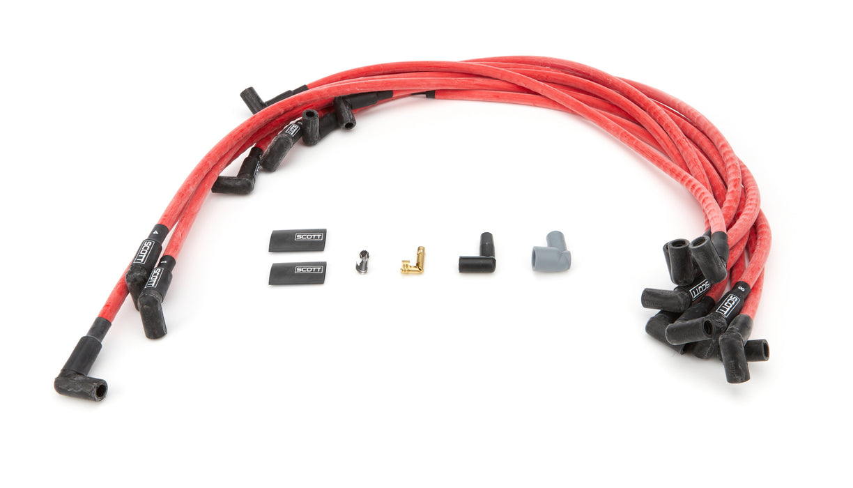 SCOTT PERFORMANCE CH-416-2 BBC Spark Plug Wire Set 90-Degree - Red