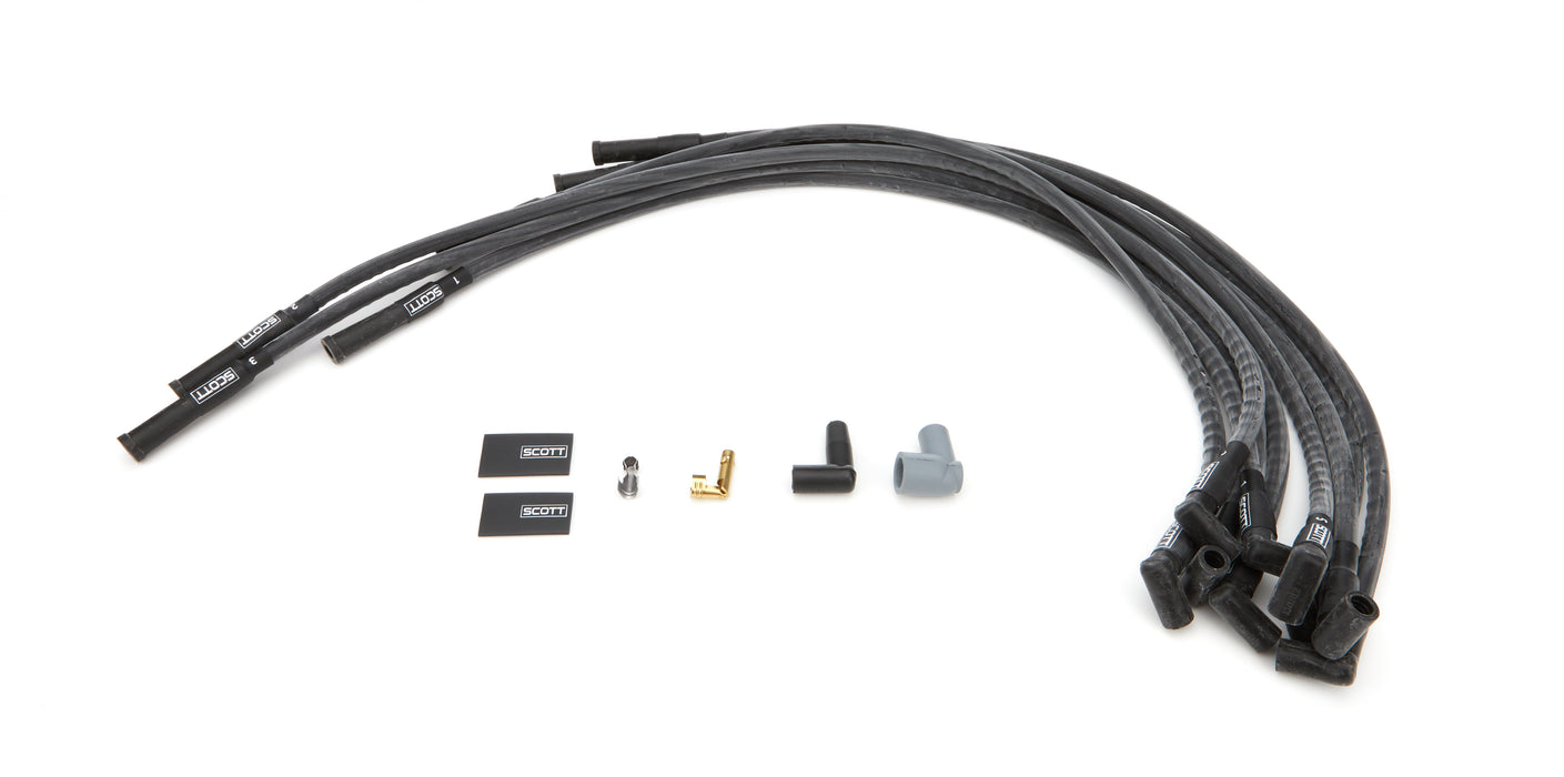 SCOTT PERFORMANCE CH-421-1 SBC Spark Plug Wire Set 180-Degree - Black