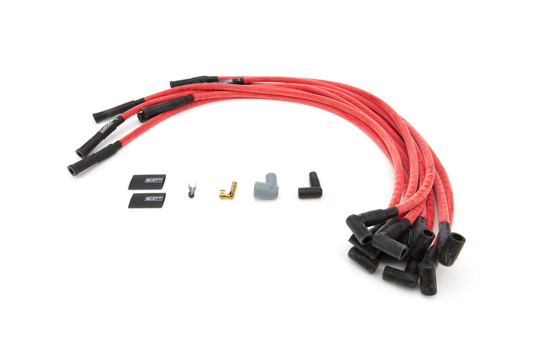 SCOTT PERFORMANCE CH-421-2 SBC Spark Plug Wire Set 180-Degree - Red