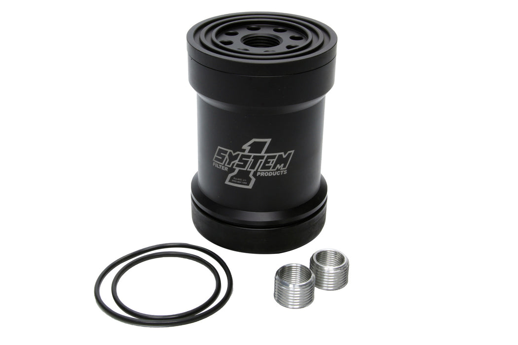 SYSTEM ONE 209-571B Billet Oil Filter w/Blt Cap 75 Micron - Black