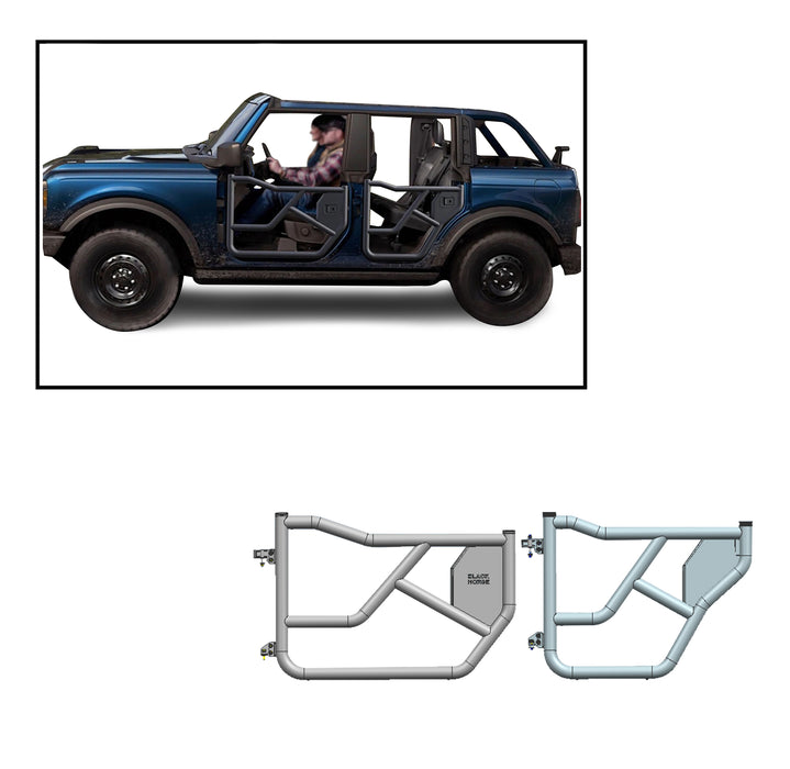 Black Horse Off Road TFRDFB21 Tubular Front & Rear Doors - Truck Part Superstore
