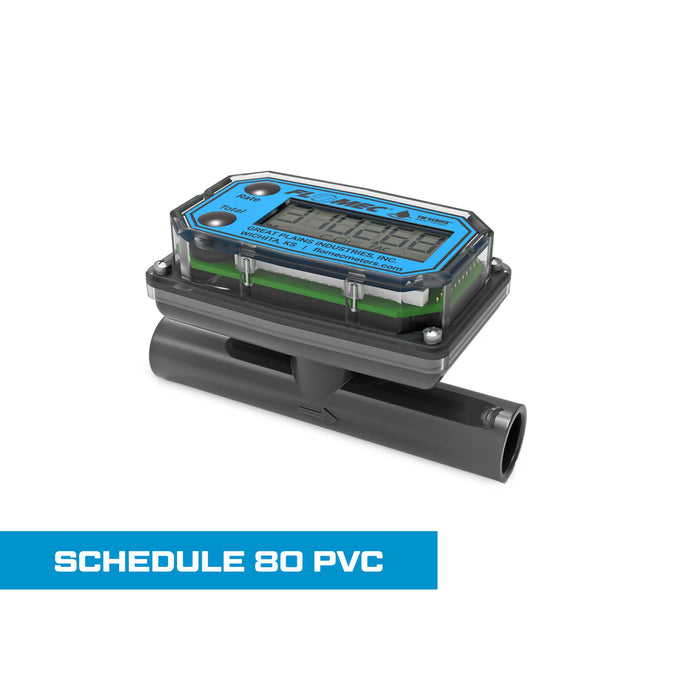 Turbine Flow Meter, Battery Powered Display, Schedule 80 PVC for Water - Truck Part Superstore