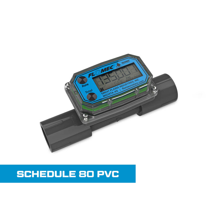 Turbine Flow Meter, Battery Powered Display, Schedule 80 PVC for Water - Truck Part Superstore