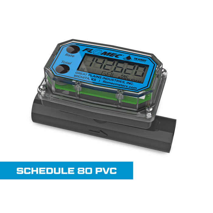 Turbine Flow Meter, Battery Powered Display, Schedule 80 PVC for Water - Truck Part Superstore