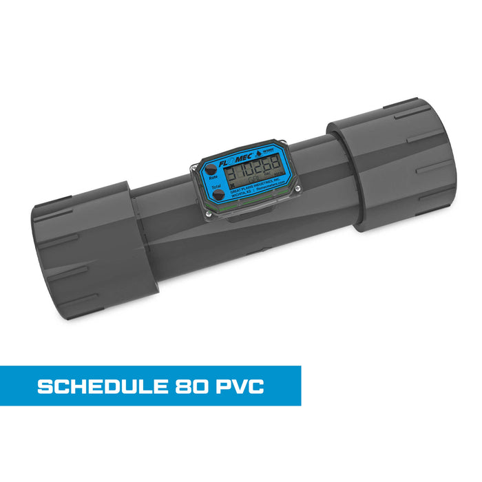 Turbine Flow Meter, Battery Powered Display, Schedule 80 PVC for Water - Truck Part Superstore
