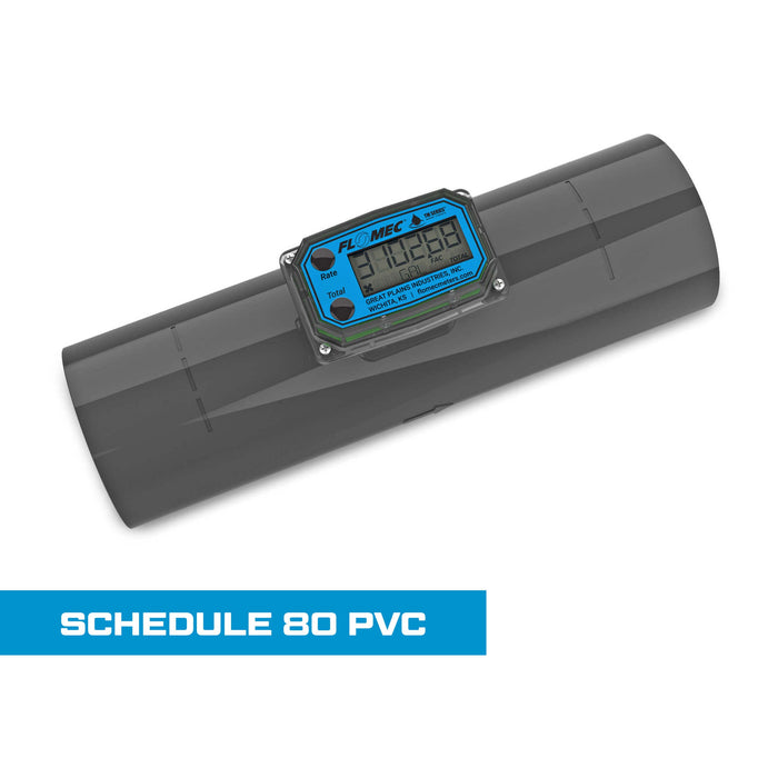 Turbine Flow Meter, Battery Powered Display, Schedule 80 PVC for Water - Truck Part Superstore