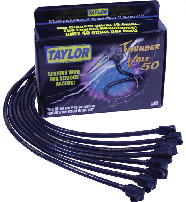 Taylor Cable 98093 ThunderVolt 50 10.4mm Ignition Wire Set; Custom Fit; Black OE Plug Boot; - Truck Part Superstore