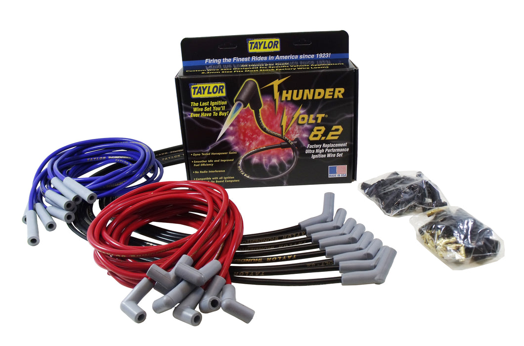 Taylor Cable 82232 ThunderVolt 8.2mm Ignition Wire Set; Red; Stock; 9.5 in.; OE Spark Plug Boot; - Truck Part Superstore