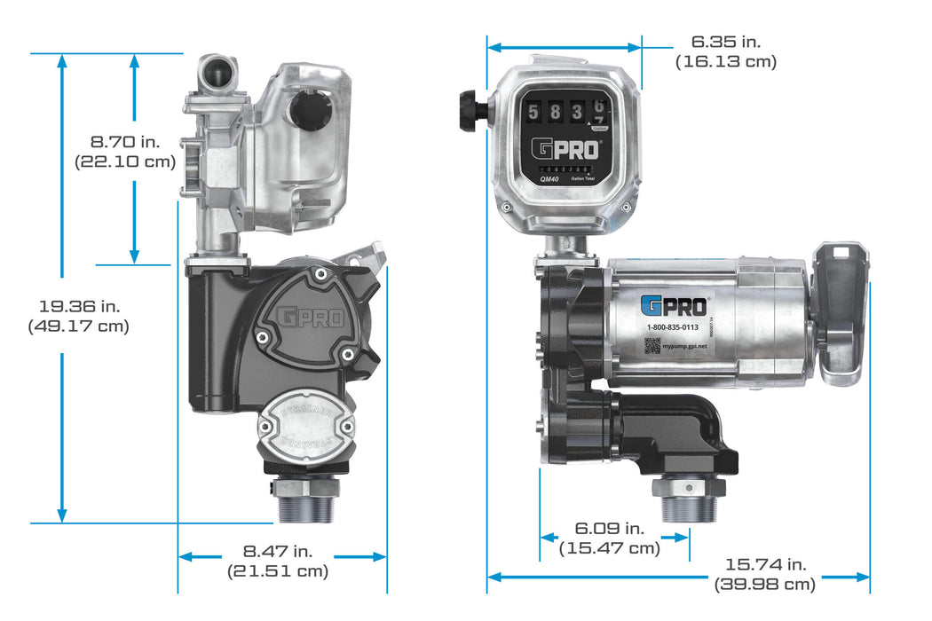 GPRO 20 GPM 115V FUEL TRANSFER PUMP WITH 2-40 GPM FUEL METER - 1-INCH OUTLET - Truck Part Superstore