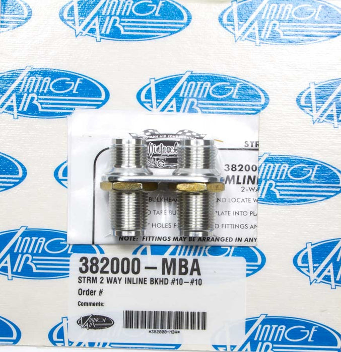 VINTAGE AIR 382000-MBA 2 Way In Line Bulkhead #10 and #10 O-Ring