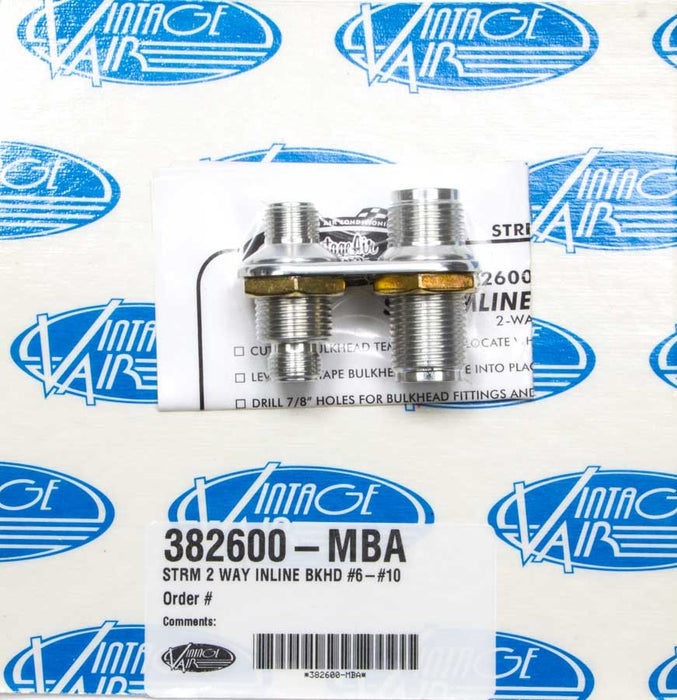 VINTAGE AIR 382600-MBA 2 Way In Line Bulkhead #6 and #10 O-Ring
