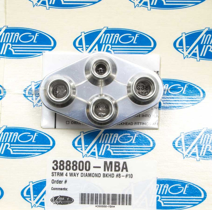 VINTAGE AIR 388800-MBA 4 Way Diamond Bulkhead #8 and #10 O-Ring