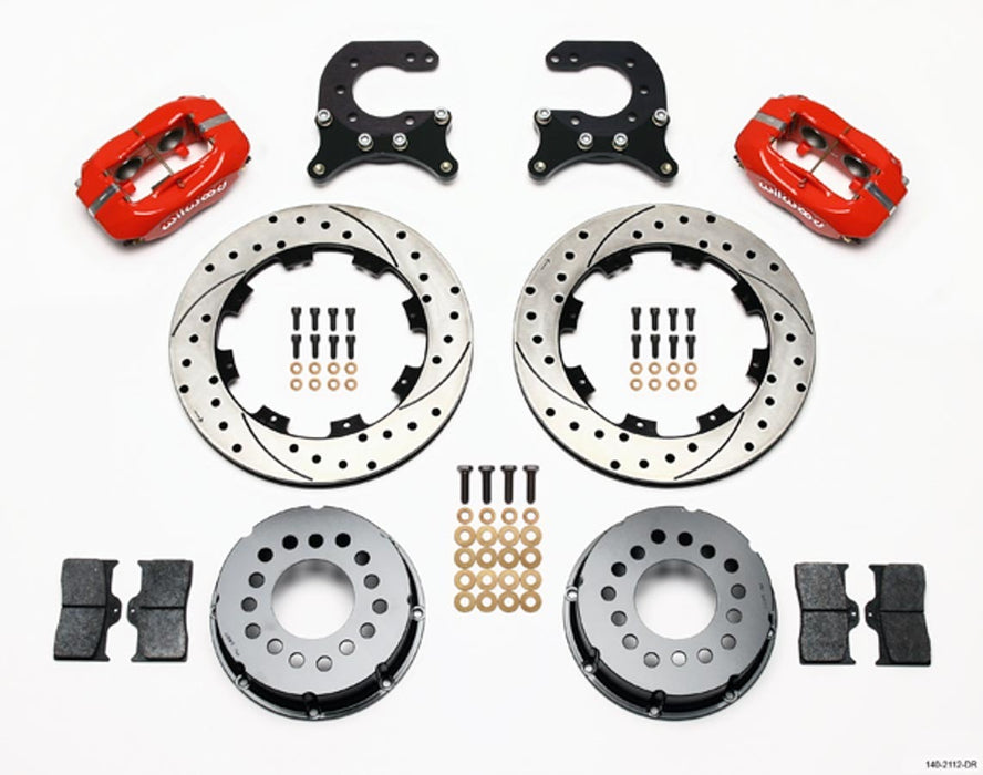 WILWOOD 140-2112-DR Brake Kit Rear Chevy 12- Bolt Billet Caliper Red