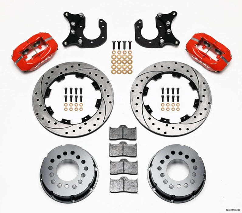 WILWOOD 140-2118-DR P/S Rear Disc Kit New Big Ford Drilled Red