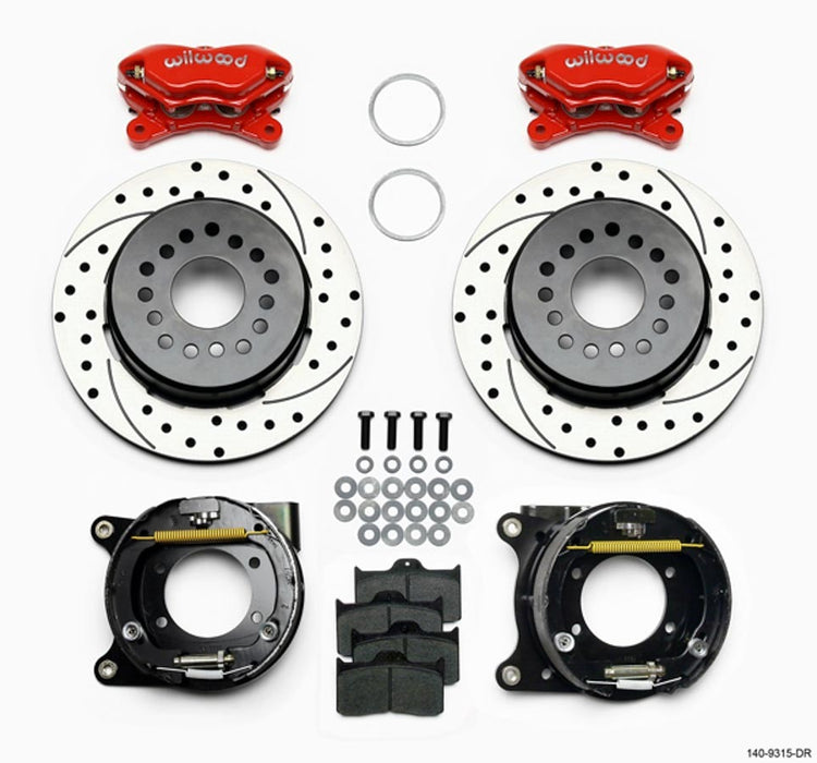 WILWOOD 140-9315-DR Brake Kit Rear GM 12 Bolt Drilled Red