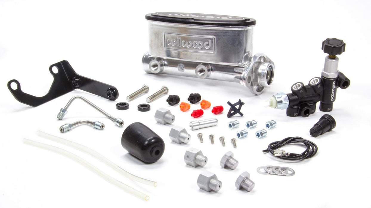 WILWOOD 261-13270-P Alum Tandem M/C Kit w/ Brkt & Prop Valve 1.12in