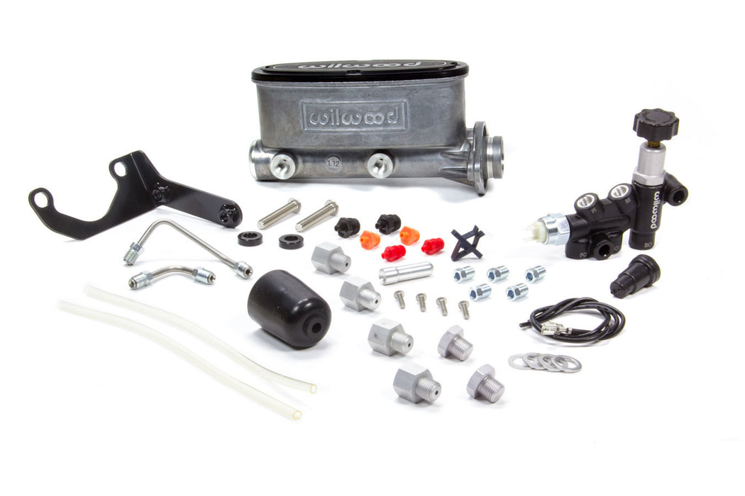 WILWOOD 261-13270 Alum Tandem M/C Kit w/ Brkt & Prop Valve 1.12in