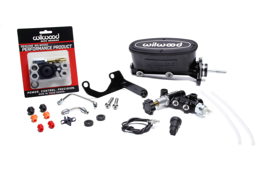 WILWOOD 261-14158-BK Alum. Tandem M/C Kit w/ Brkt Prop Valve 15/16in