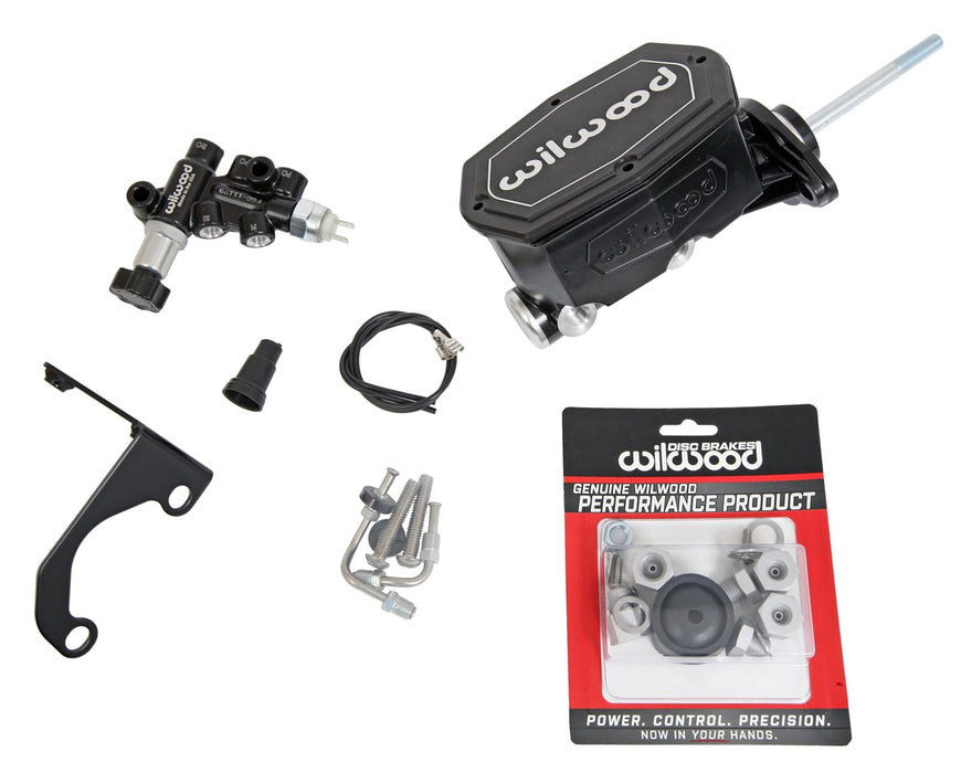 WILWOOD 261-14962-BK Alum. Tandem M/C Kit w. Brkt Prop Valve 15/16in