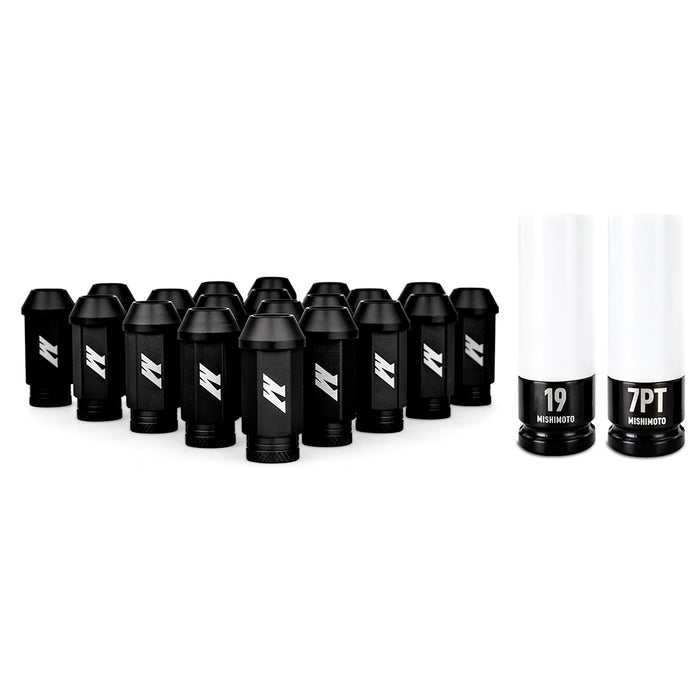 Mishimoto MMLG-125-20LBK Mishimoto Aluminum Locking Lug Nuts M12x1.25, 20pc Set, Black - Truck Part Superstore