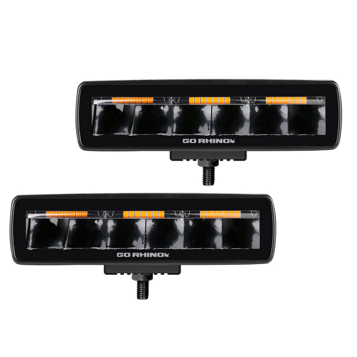 Go Rhino 750600622SBS Blackout Combo Series Lights - Pair of Sixline Spot Lights With Amber Accent - Truck Part Superstore
