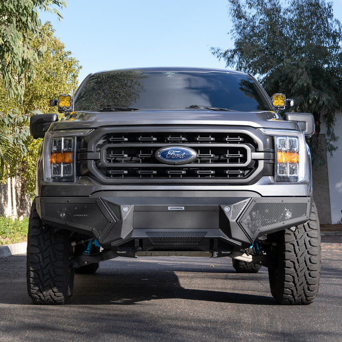 Go Rhino 343981T Low profile steel bumper with powered light mount protects front of vehicle - Truck Part Superstore