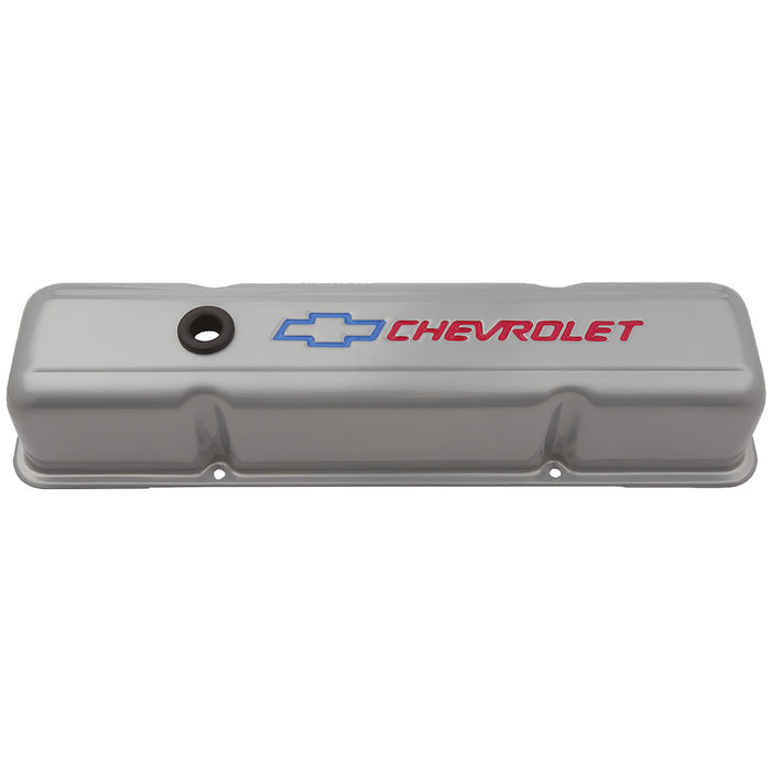 Proform 141-361 Engine Valve Covers; Tall Style; Steel; Gray with Bowtie Logo; For SB Chevy - Truck Part Superstore