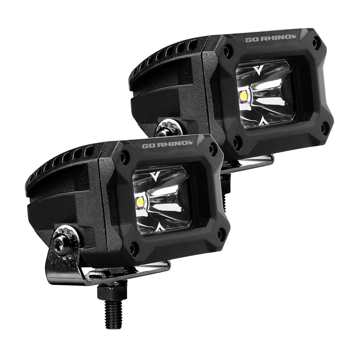 Go Rhino 751003023SBS Bright Series Lights - Pair of 3x2 Rectangle Spot Light Kit - Truck Part Superstore