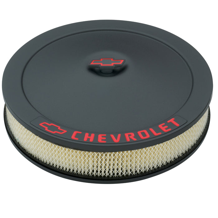 Proform 141-752 Engine Air Cleaner Kit; 14 Inch Dia; Black Crinkle; Chevy Lettering w/Bowtie Nut - Truck Part Superstore