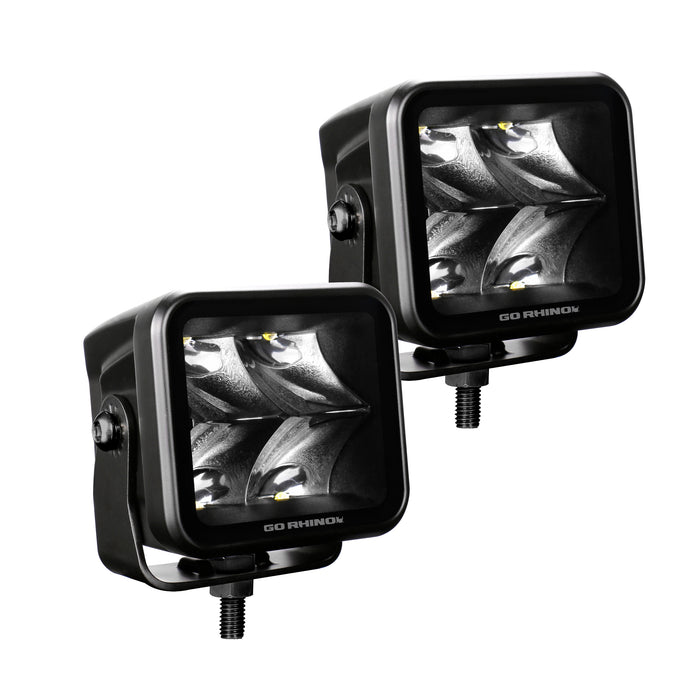 Go Rhino 750200321SCS Blackout Series Lights - Pair of 2x2 Cube Spot Light Kit - Truck Part Superstore