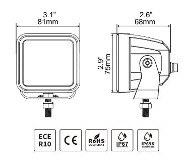 Go Rhino 750400321FCS Blackout Series Lights - Pair of 3x3 Cube Flood Light Kit - Truck Part Superstore