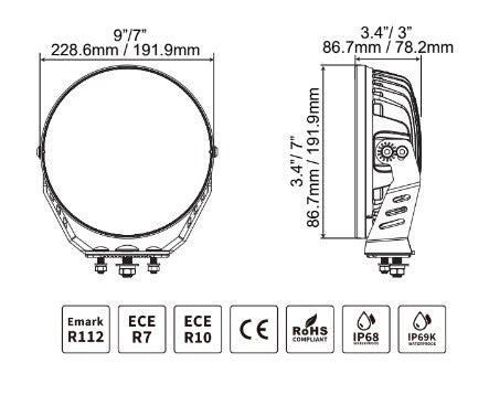 Go Rhino 750800711DRS Available in 9” and 7” diameters both with daytime running ligh trings included. - Truck Part Superstore