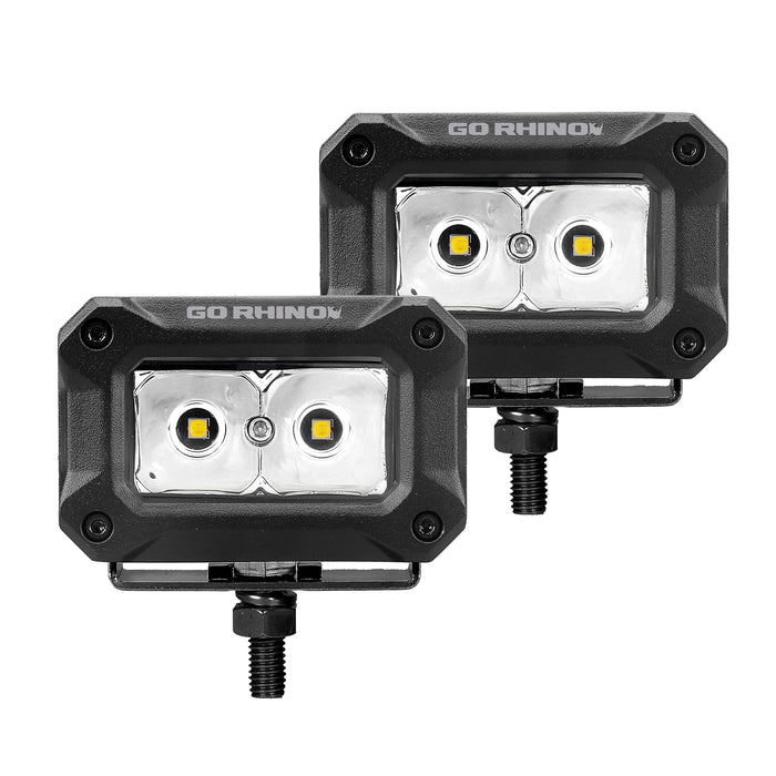 Go Rhino 751003023SBS Bright Series Lights - Pair of 3x2 Rectangle Spot Light Kit - Truck Part Superstore