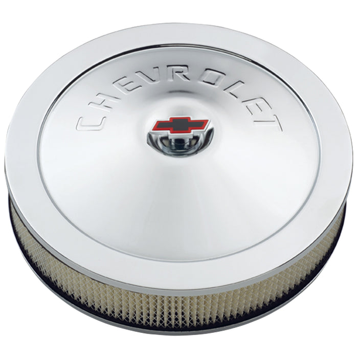 Proform 141-302 Engine Air Cleaner Kit; 14 Inch Diam; Chrome; Chevy Lettering with Bowtie Nut - Truck Part Superstore