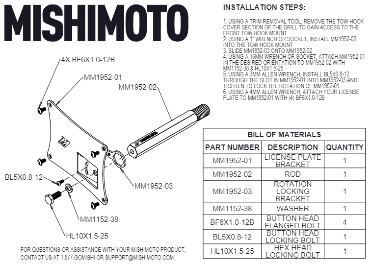 Mishimoto MMLP-Z-23 License Plate Relocation Kit, Fits Nissan Z 2023+ - Truck Part Superstore