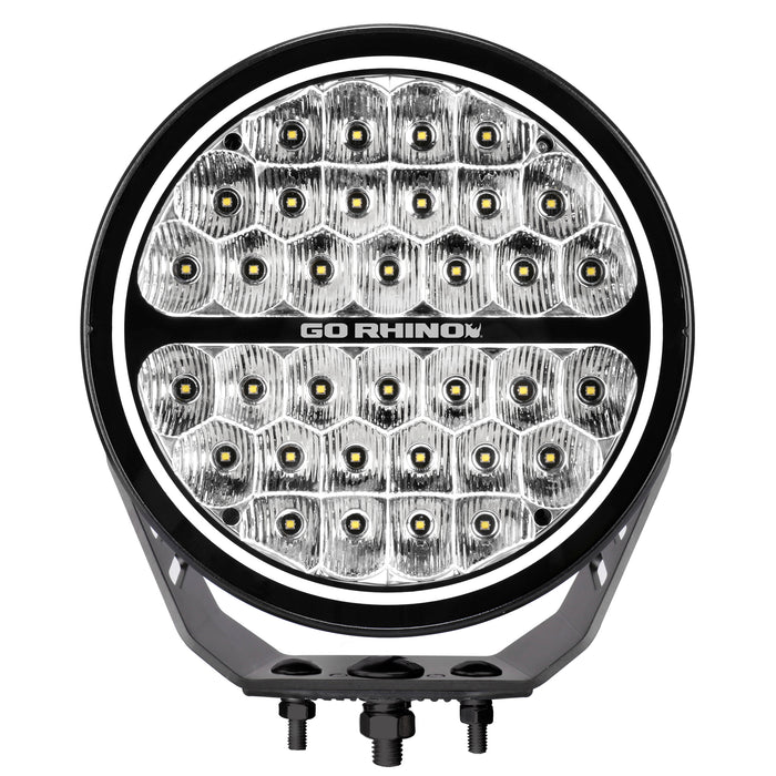 Go Rhino 751700911DRS Blackout Series Lights - 9" Round Single Driving Kit W/Daytime Running Lights - Truck Part Superstore