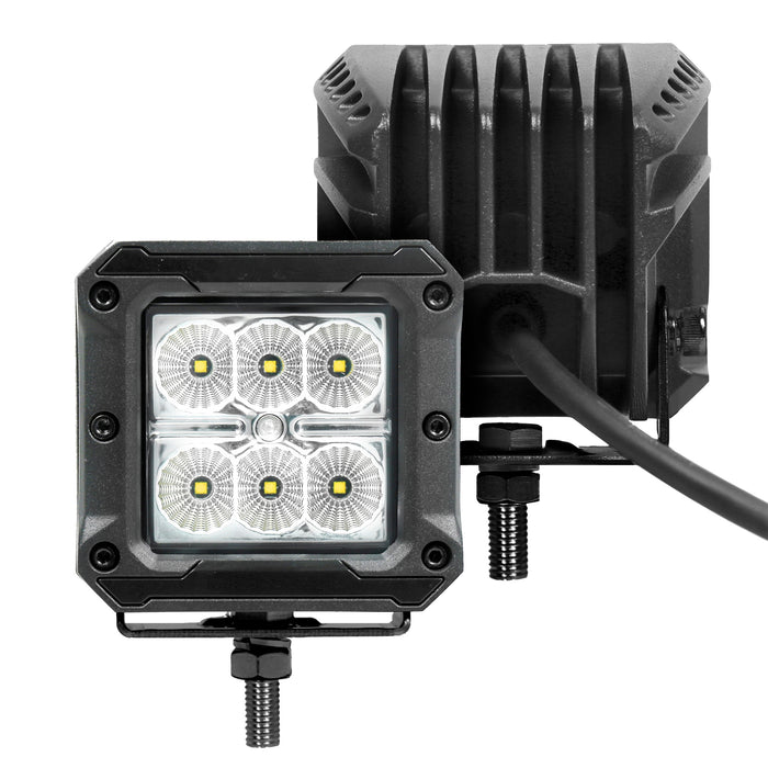 Go Rhino 751803023FCS Bright Series Lights - Pair of 3x3 Cube Flood Light Kit - Truck Part Superstore