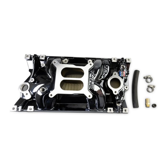 Edelbrock 2716-BP Edelbrock Perf EPS Manifold for Small-Block Chevy Vortec, Black Plasma Finish - Truck Part Superstore