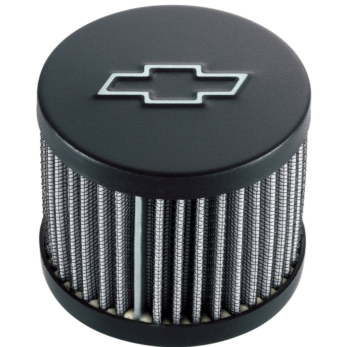 Proform 141-614 Engine Valve Cover Breather; 3"; Chevy Logo; Push-In Style w/o Hood; Blk Crinkle - Truck Part Superstore