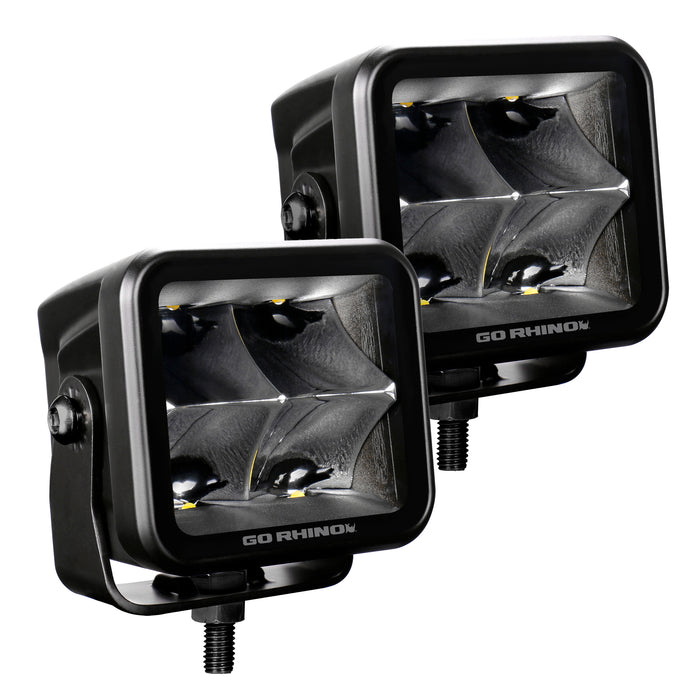 Go Rhino 750400321SCS Blackout Series Lights - Pair of 3x3 Cube Spot Light Kit - Truck Part Superstore