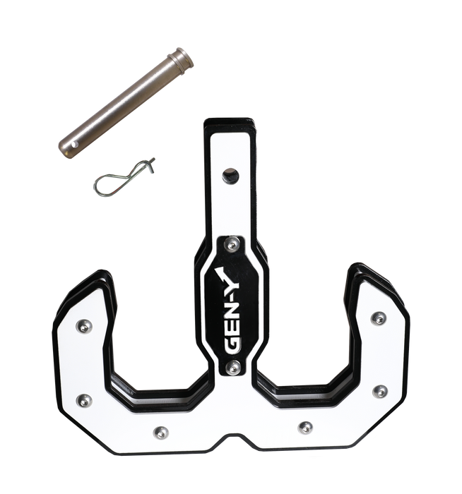 GEN-Y Hitch GH-0070-W Hulk 2.0 16K Tow Hook 2" Shank Black/White with GH-099 Pin & GH-011 Clip - Truck Part Superstore