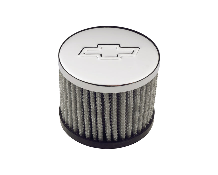 Proform 141-622 Engine Valve Cover Breather; 3 In Dia; Chevy Logo; Push-In Style w/o Hood;Chrome - Truck Part Superstore
