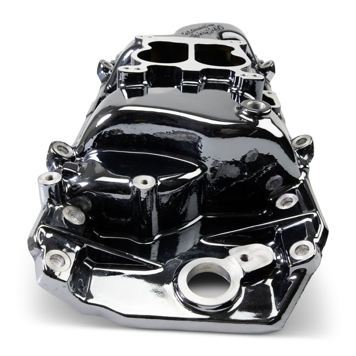 Edelbrock 2161-BP Performer 2-O Manifold for 1965-90 B/B Chevy Oval Port Heads, Black Plasma - Truck Part Superstore