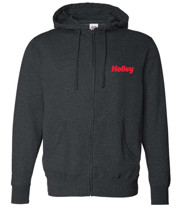 Holley 10433-3XHOL Holley Logo Zip Up Hoodie; XXXL; Heather Charcoal; - Truck Part Superstore