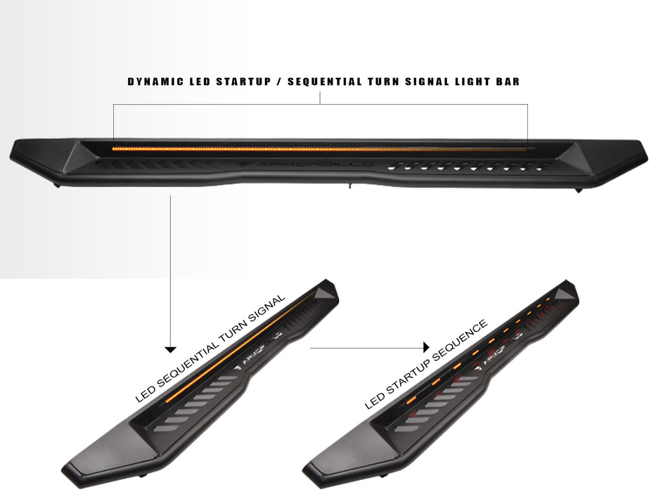 Armordillo USA 8710494 2005-2023 Toyota Tacoma Double Cab FX Running Board w/ LED - Matte Black - Truck Part Superstore