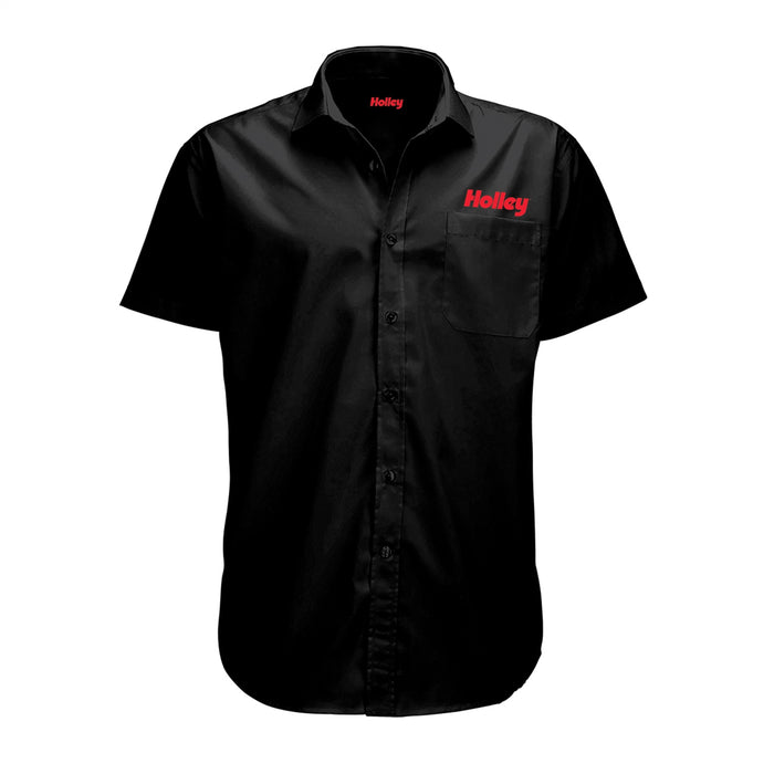 Holley 10437-LGHOL Holley Logo Button Down Shirt; Mens; Large; Black; - Truck Part Superstore