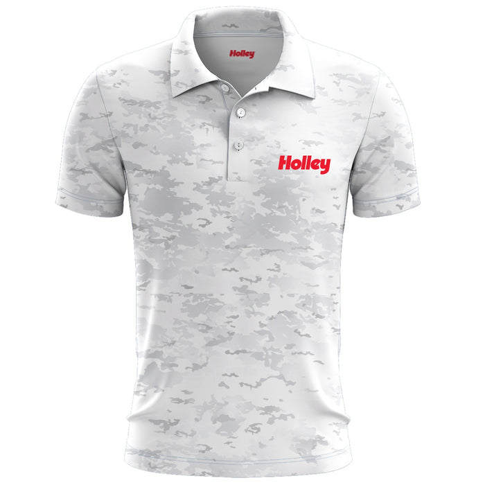 Holley 10435-SMHOL Holley Logo Polo Shirt; Small; Sublimated Arctic White Camo; - Truck Part Superstore