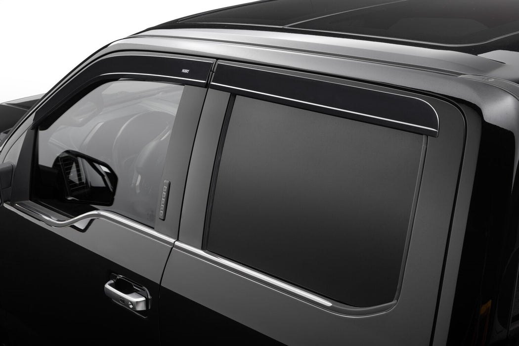 Husky Liners 2854044 Low Profile Ventvisor Deflector; Smoke; Outside Mount; 4 pc. for Select Ford F-150, Ford F-150 Lightning, Ford F-250 Super Duty, Ford F-350 Super Duty, Ford F-450 Super Duty