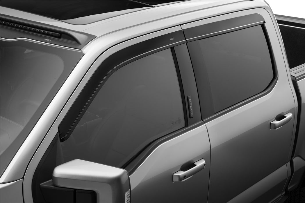 Husky Liners 2854044 Low Profile Ventvisor Deflector; Smoke; Outside Mount; 4 pc. for Select Ford F-150, Ford F-150 Lightning, Ford F-250 Super Duty, Ford F-350 Super Duty, Ford F-450 Super Duty