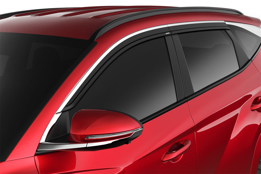 Husky Liners 2884068 Low Profile Ventvisor Deflector; Smoke with Chrome Trim; Outside Mount; 4 pc. for Select Hyundai Tucson